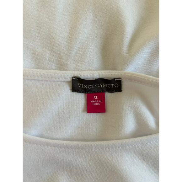 Vince Camuto Tulip Sleeve Mixed Media Blue White Relaxed Fit Top Size XL - Picture 9 of 9